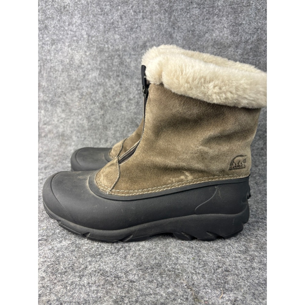 Sorel Snow Angel Zip Boots Womens 9.5 Suede Faux Fur Winter Snow NL1840-357